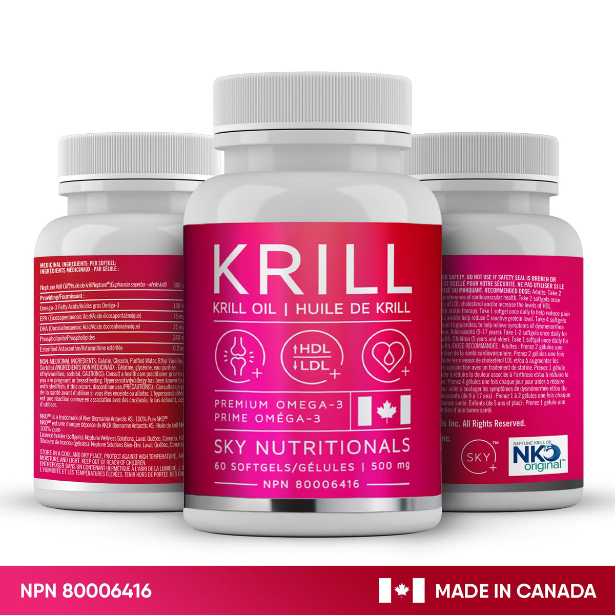 Krill Oil Premium Omega 3 Capsules - 500mg (Pack of 3)